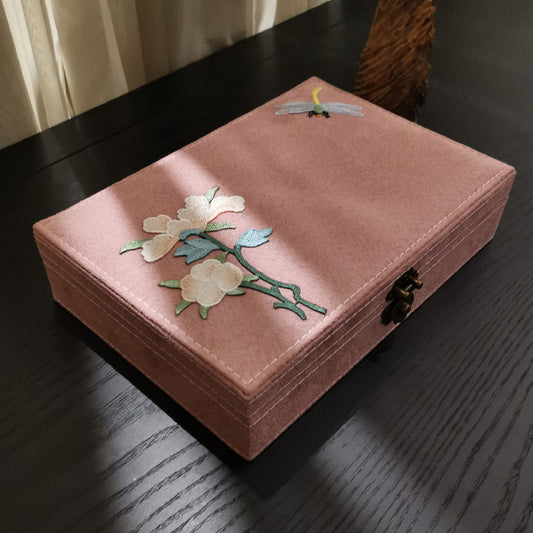 Floral Wooden Jewelry Box with Flannel Lining – view 2