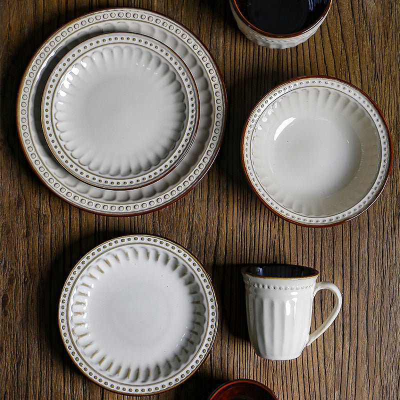 Beaded-Rim Ceramic Dinner Plates – Set of 6 – view 3