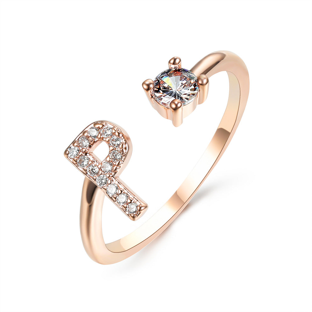 Adjustable initial ring – Rose Gold / P