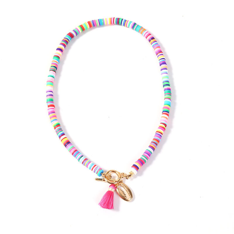 Clay Bead Shell Charm Necklace – 16 in – view 5