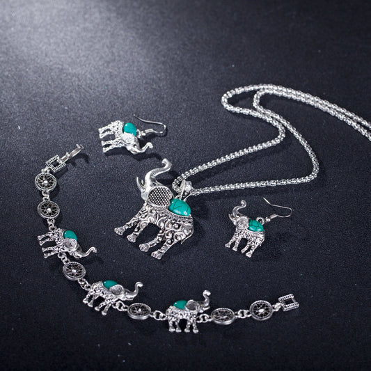 Elephant Jewelry Set – Necklace, Earrings & Bracelet – view 2