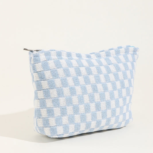 Checkered Knit Makeup Bag – 9 Colors – view 2