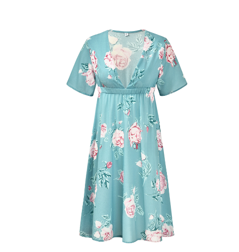 Printed Chiffon Boho Maternity Dress – Short Floral Stretch Dress – view 2