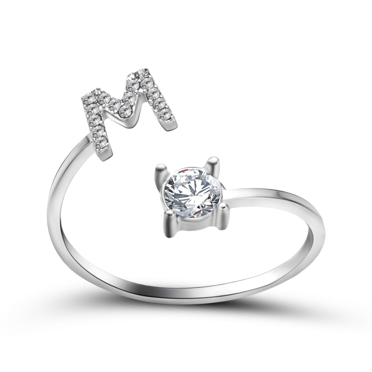 Adjustable initial ring – Silver / M