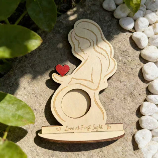 Pregnant Mama Silhouette Photo Frame – Wooden Keepsake Stand – view 2