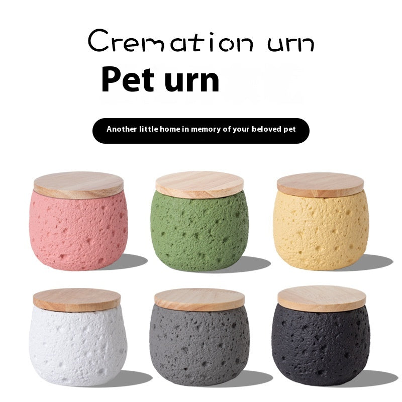 Cat urn for ashes: Round Cement Cat Urn for Ashes – 160 ml