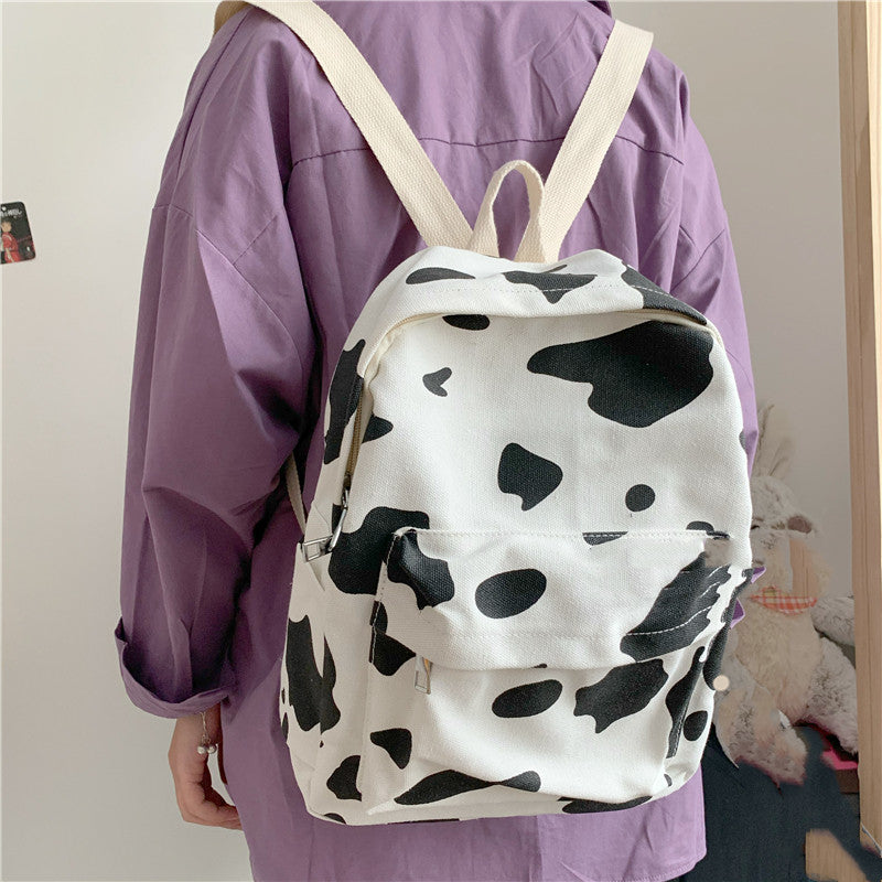 Cow Print Bag – Women's Canvas Backpack – view 2