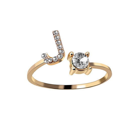 Adjustable initial ring – Gold / J