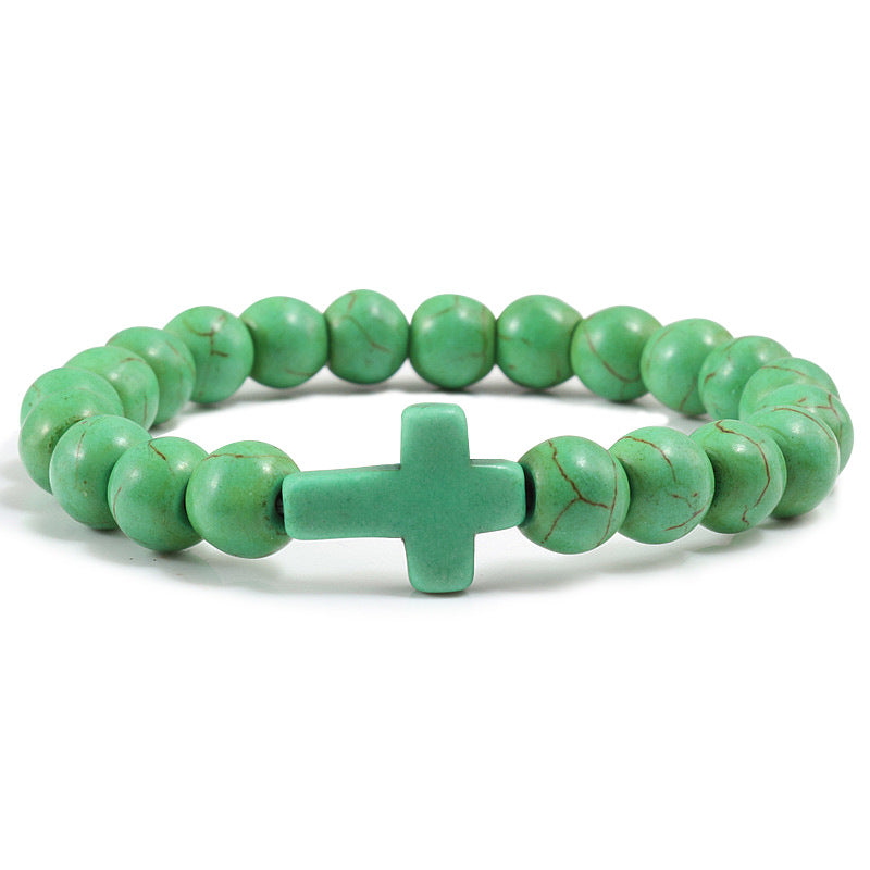 Cross bead bracelet: Cross Bead Stretch Bracelet – 13 Colors