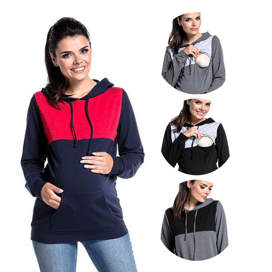 Nursing Hoodie – Lift-Up Layer Access, Colorblock – view 2