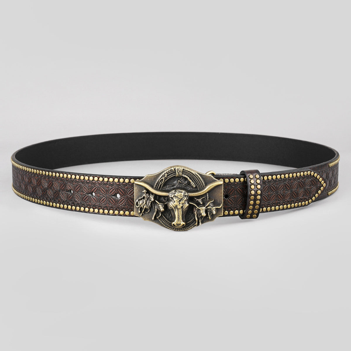 Longhorn Studded Western Belt – 4 Buckle Styles – view 5