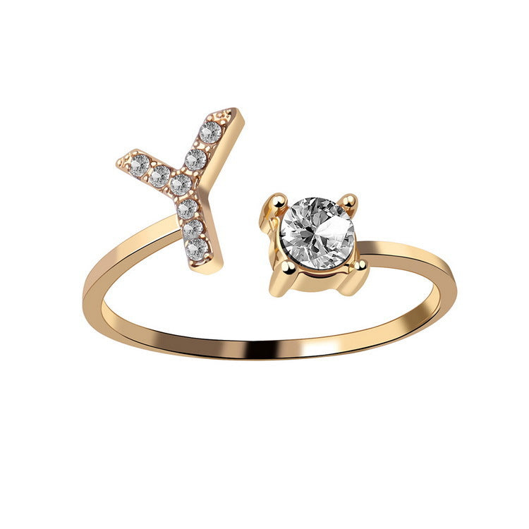 Adjustable initial ring – Gold / Y