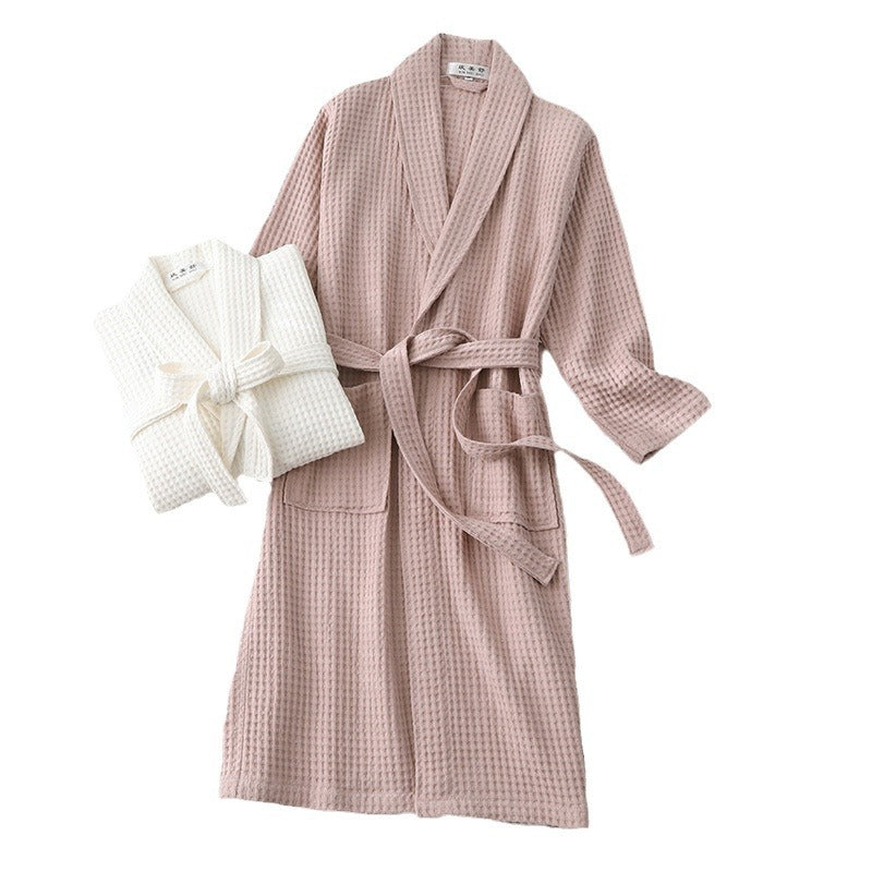Cotton Waffle Bathrobe – 9 Colors – view 5