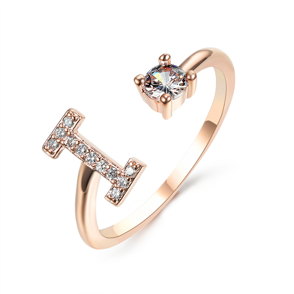 Adjustable initial ring – Rose Gold / I