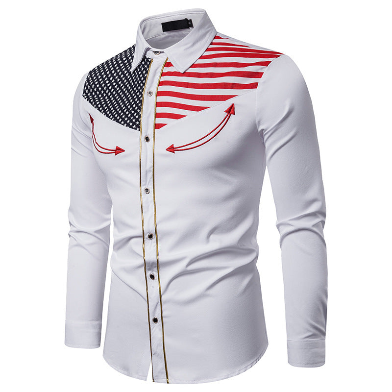 Men's American Flag Western Shirt – Embroidered Yoke – view 8