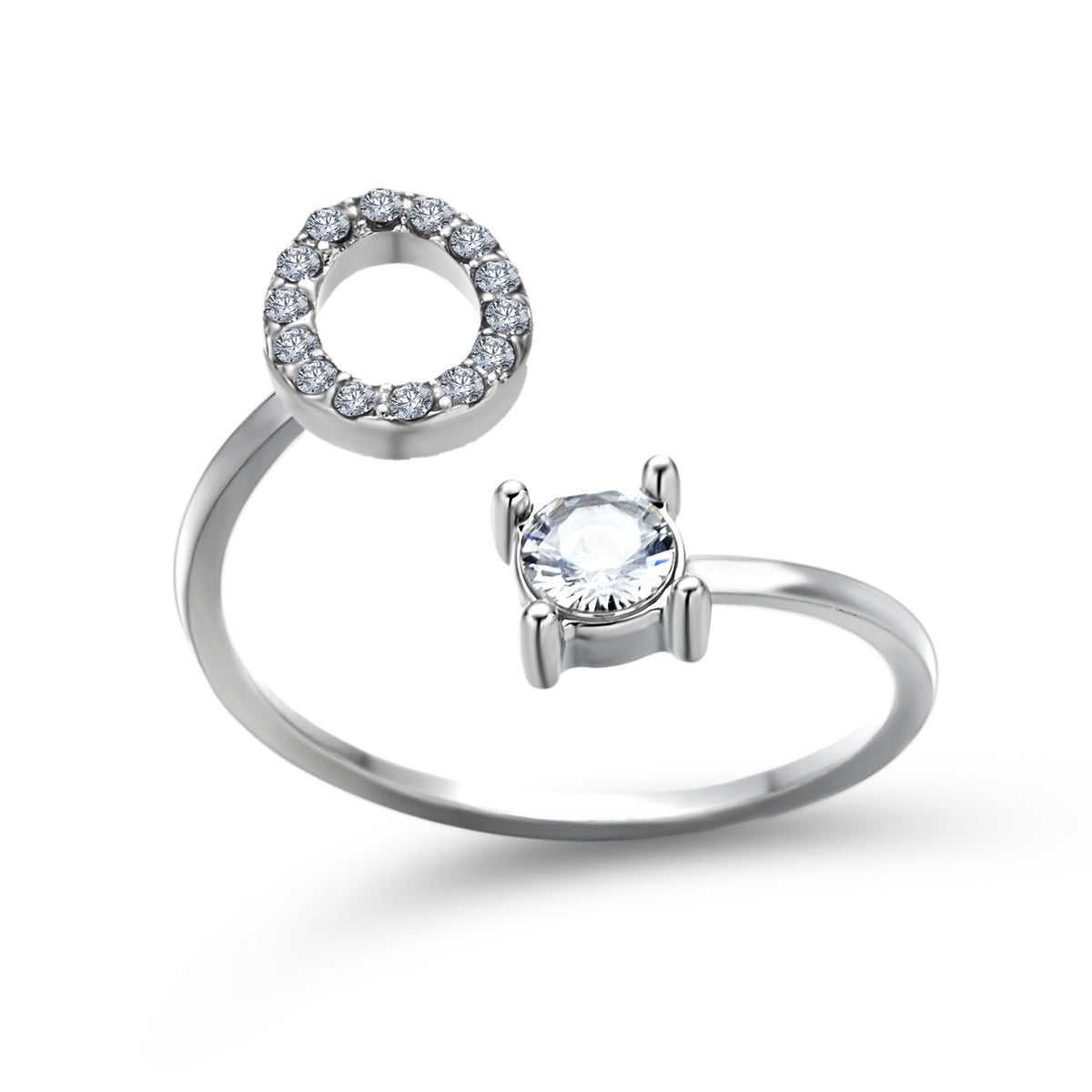 Adjustable initial ring – Silver / O