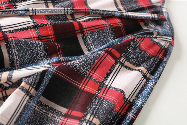 Plaid Nursing Top – Long-Sleeve V-Neck Maternity Tunic – view 9