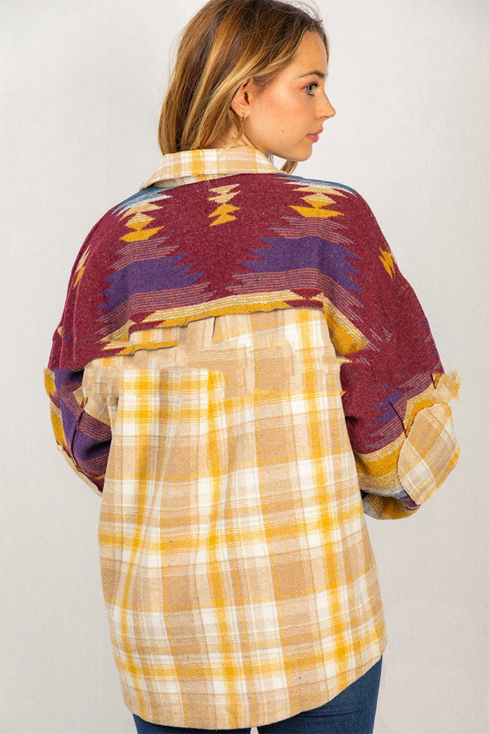 Southwestern-Pattern Plaid Shacket – Women's Western, 4 Colors – view 6