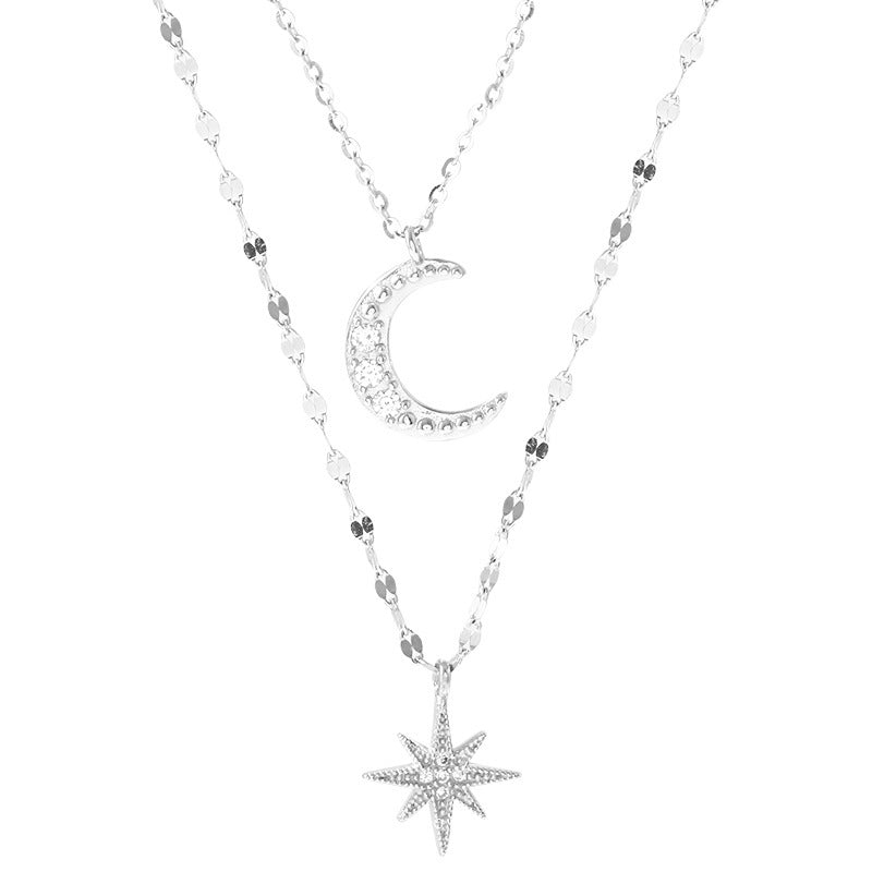Double-Layer Moon & Star Necklace – Celestial Mama Gift – view 8