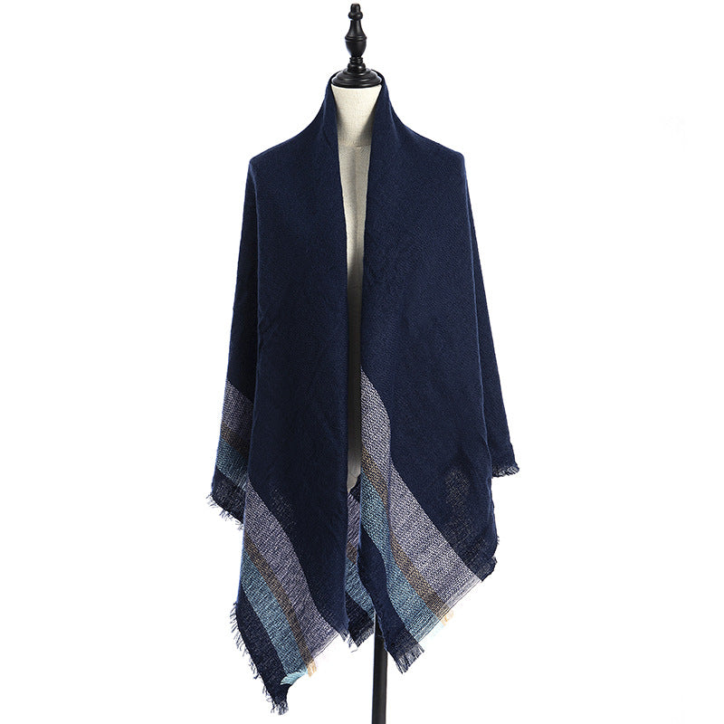 Plaid Square Blanket Scarf – 55 × 55 in – C10