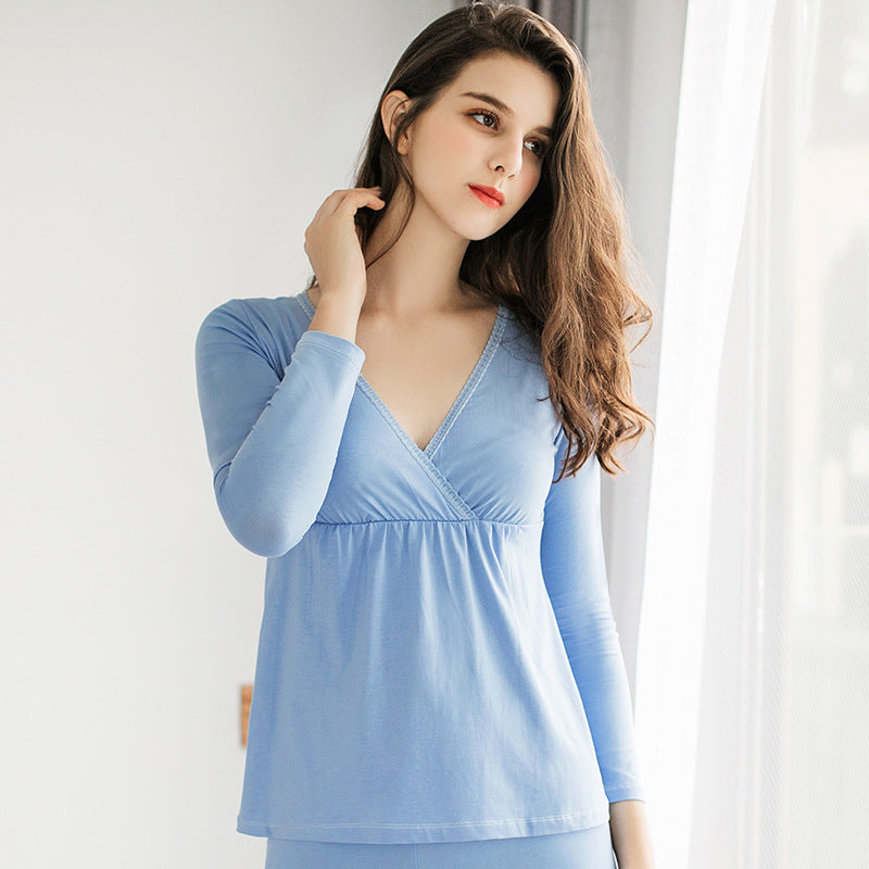 Crossover Nursing Pajama Set – Long-Sleeve Top & Pants – view 8