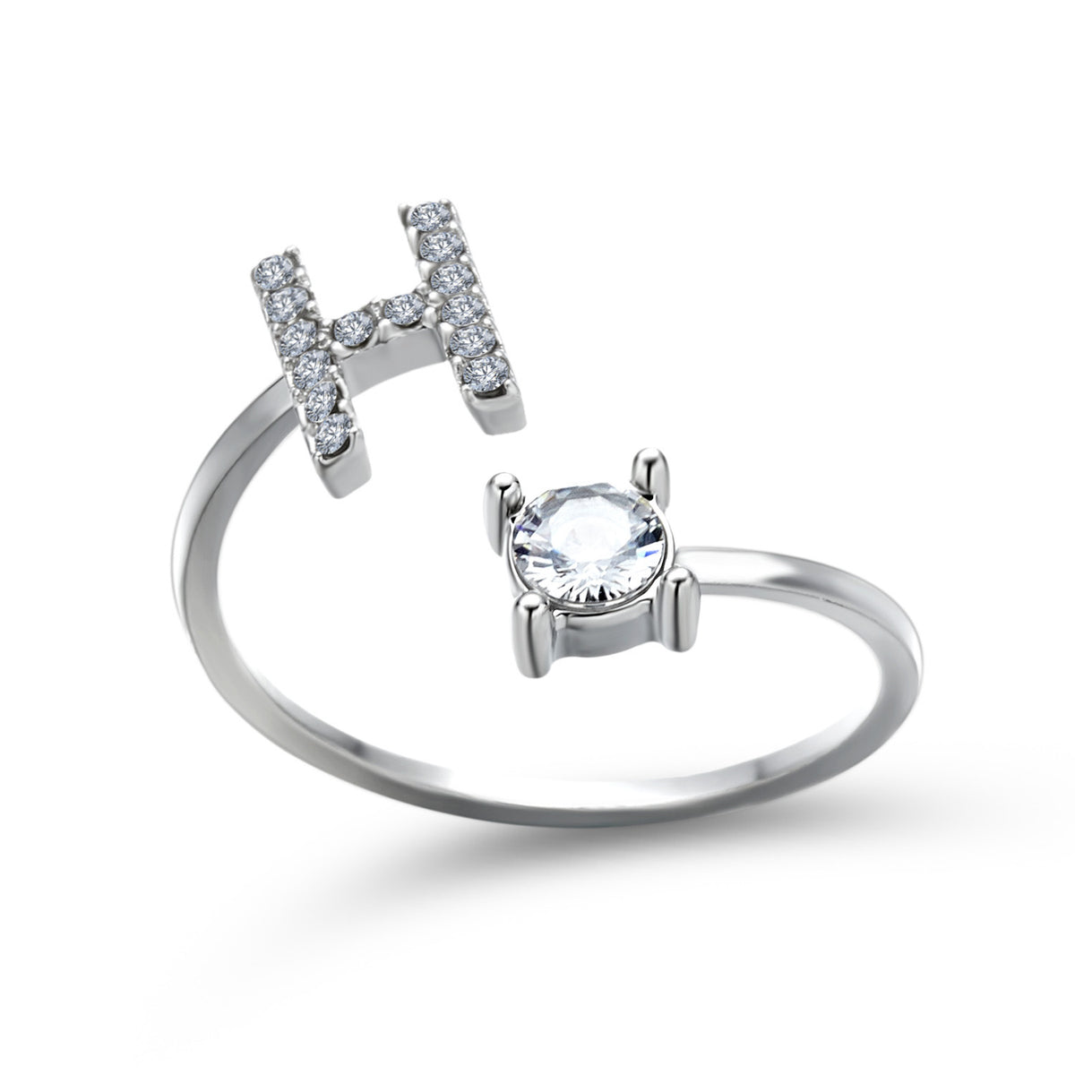 Adjustable initial ring – Silver / H
