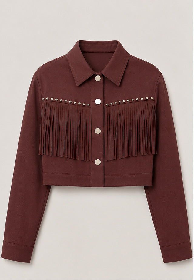 Cropped Fringe Jacket – Studded Yoke, 6 Colors – view 11