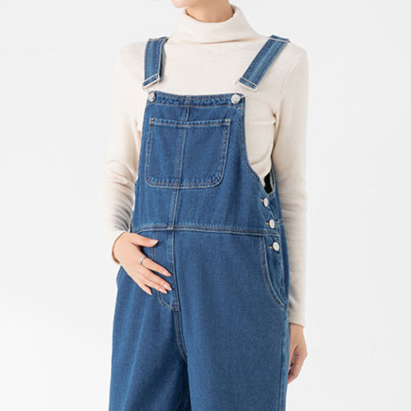 Denim Maternity Bib Overalls – Loose Straight-Leg – view 7