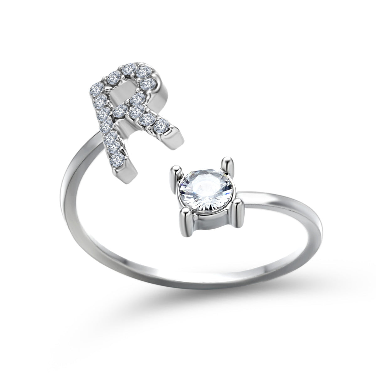 Adjustable initial ring – Silver / R