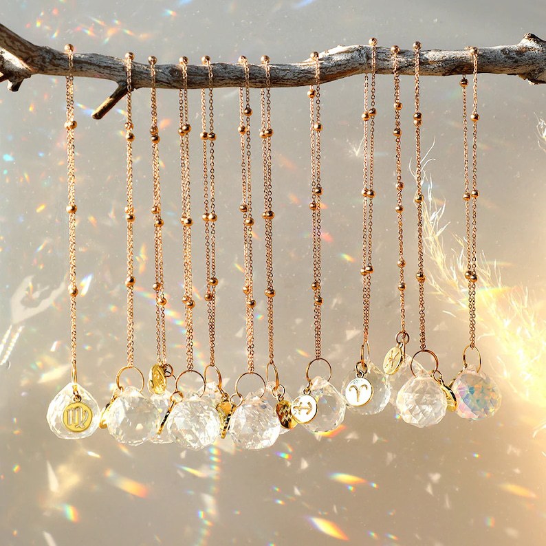 Celestial Crystal Zodiac Suncatcher – Window Prism Light | Organic Truth