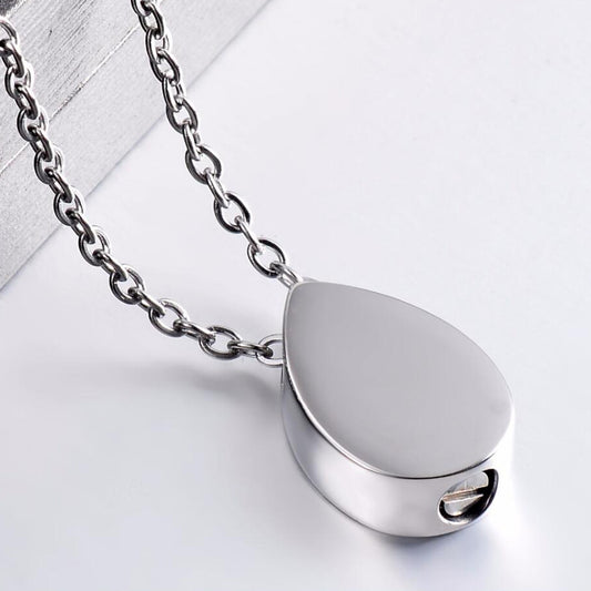 Teardrop Tree of Life Urn Necklace – Stainless Steel – detail view 1