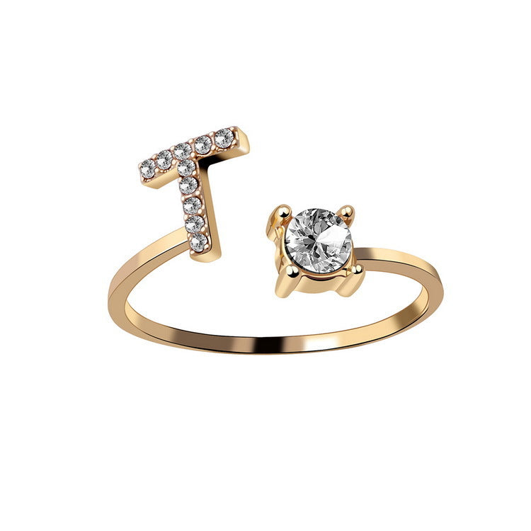 Adjustable initial ring – Gold / T