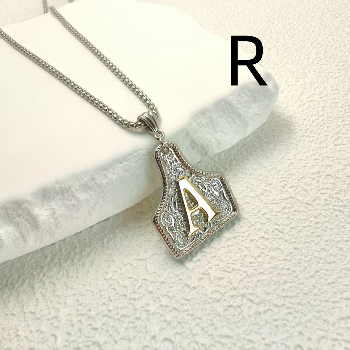 Cattle Tag Initial Necklace – Gold-Tone or Silver-Tone, A–Z – view 11