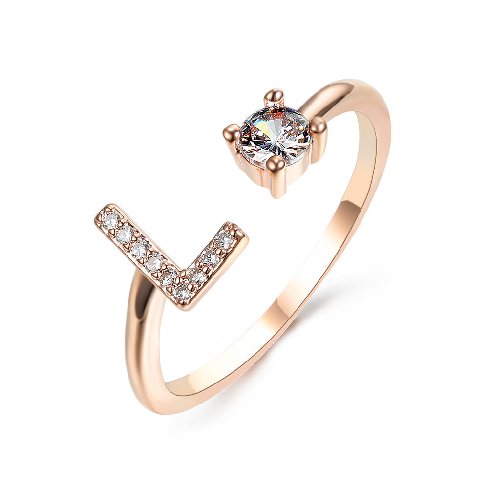 Adjustable initial ring – Rose Gold / L