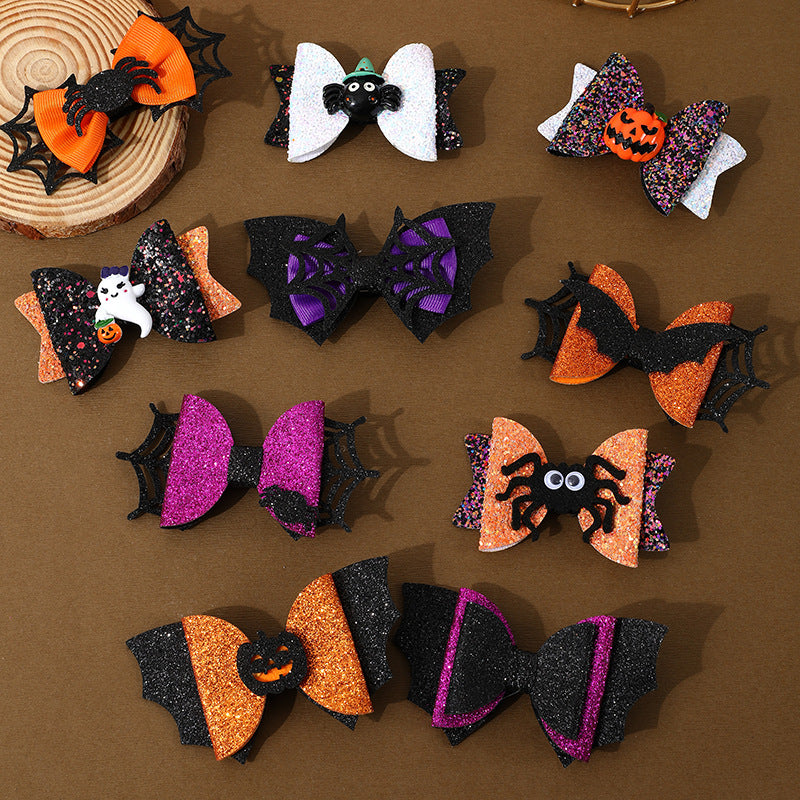 Halloween glitter bow hair clip: Halloween Glitter Bow Hair Clip – 10 Styles