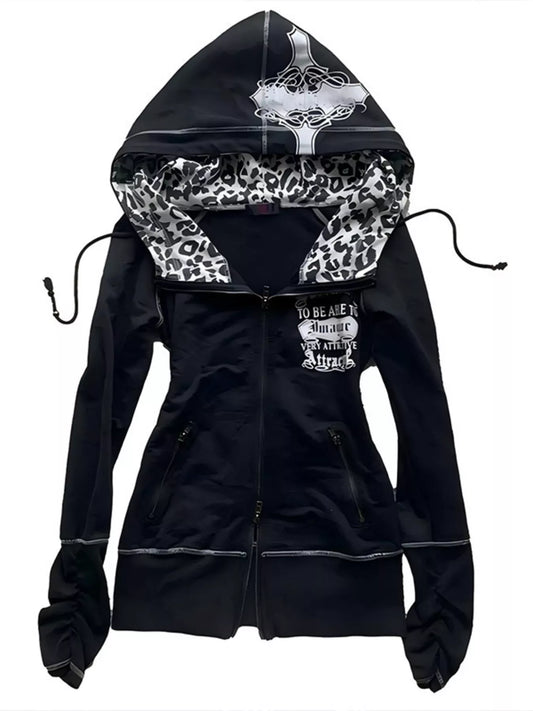 Gothic Cross Hoodie — Zip-Up Hooded Layer — product photo 2 | Organic Truth