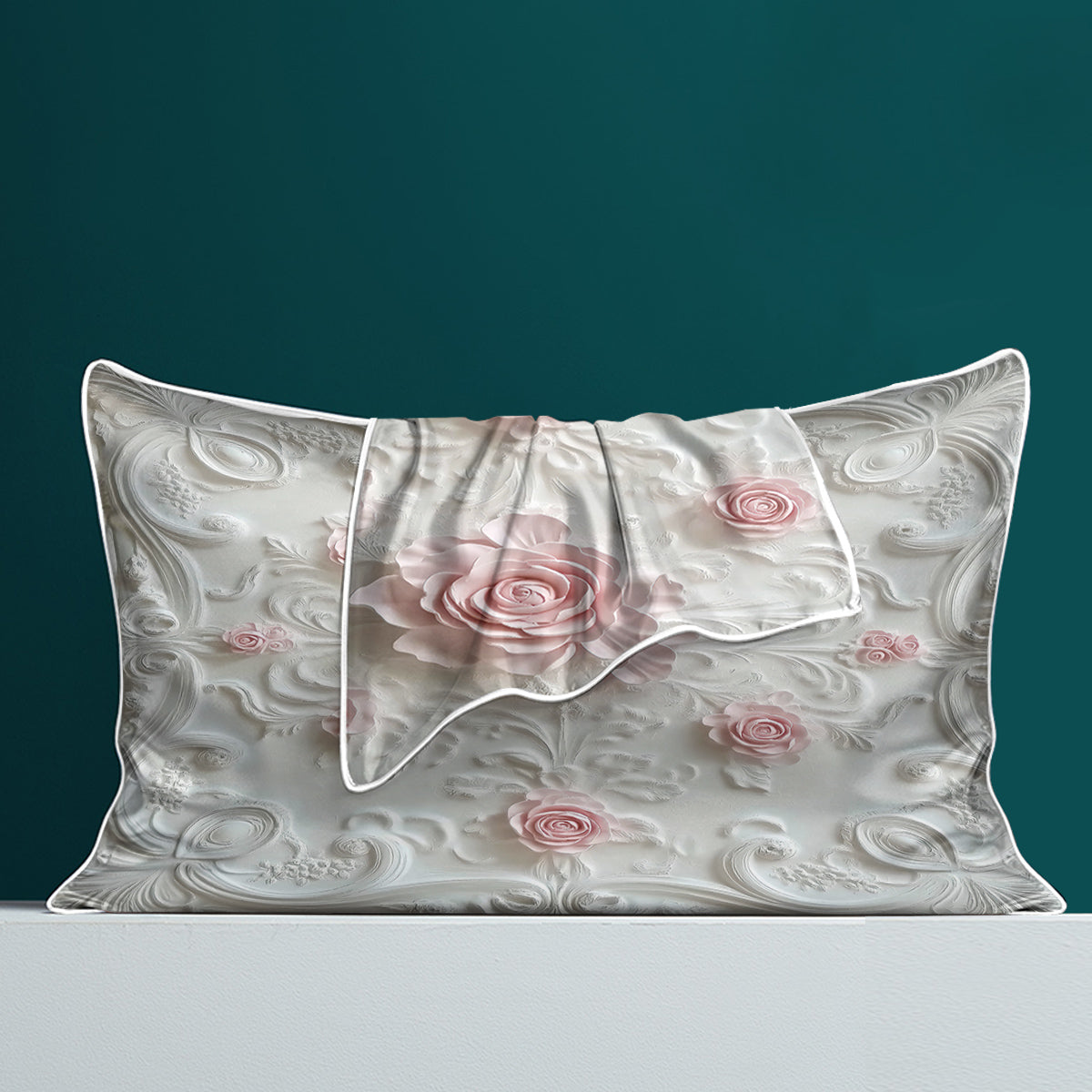 Rose print satin pillowcases – detail view 1