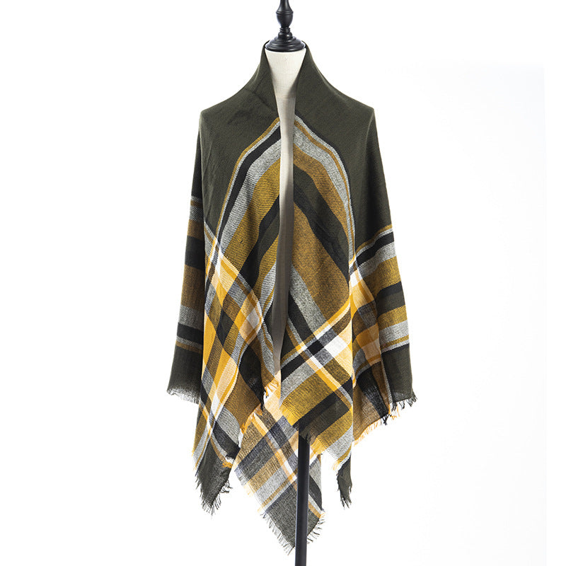 Plaid Square Blanket Scarf – 55 × 55 in – C2