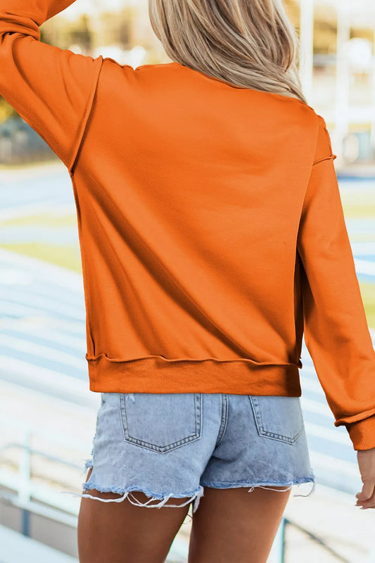 Halloween Ghost Sweatshirt — Orange BOO Reversible Print — product photo 2 | Organic Truth