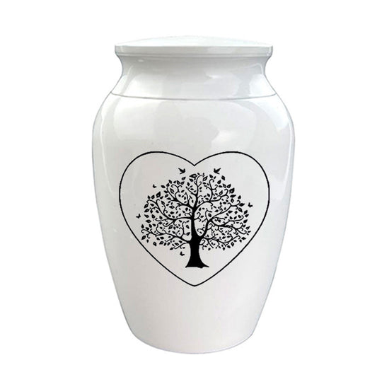 White Tree of Life Mini Cremation Urn – Metal, 70 × 45 mm in Tree of Life 2