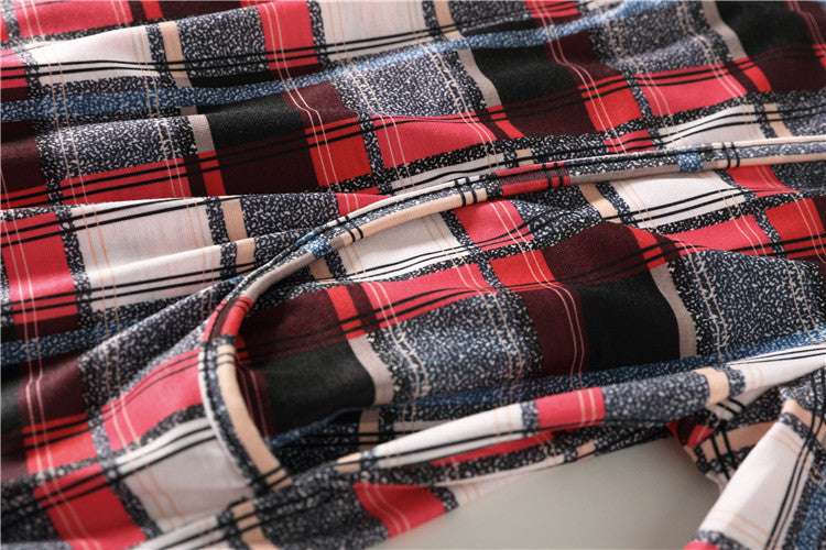 Plaid Nursing Top – Long-Sleeve V-Neck Maternity Tunic – view 3