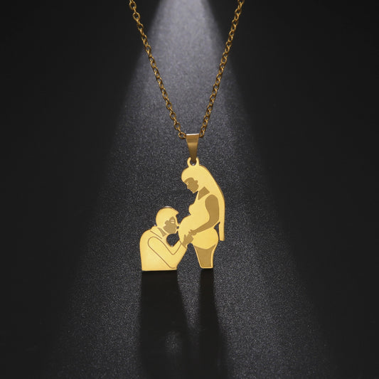 Mother Silhouette Pendant Necklace – Mama Keepsake – view 2