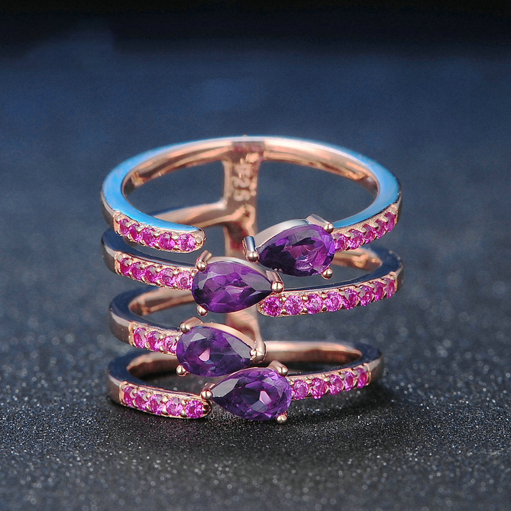 Purple Soft-Glow Statement Ring — product photo 3 | Organic Truth
