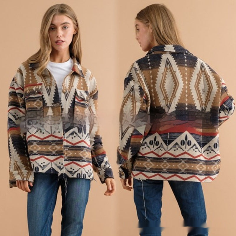 Southwestern-Pattern Coat – Women's Western Retro, 3 Colors