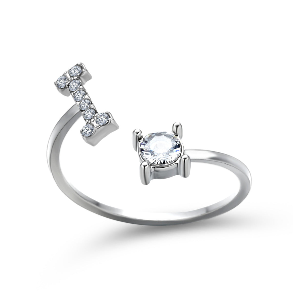 Adjustable initial ring – Silver / I