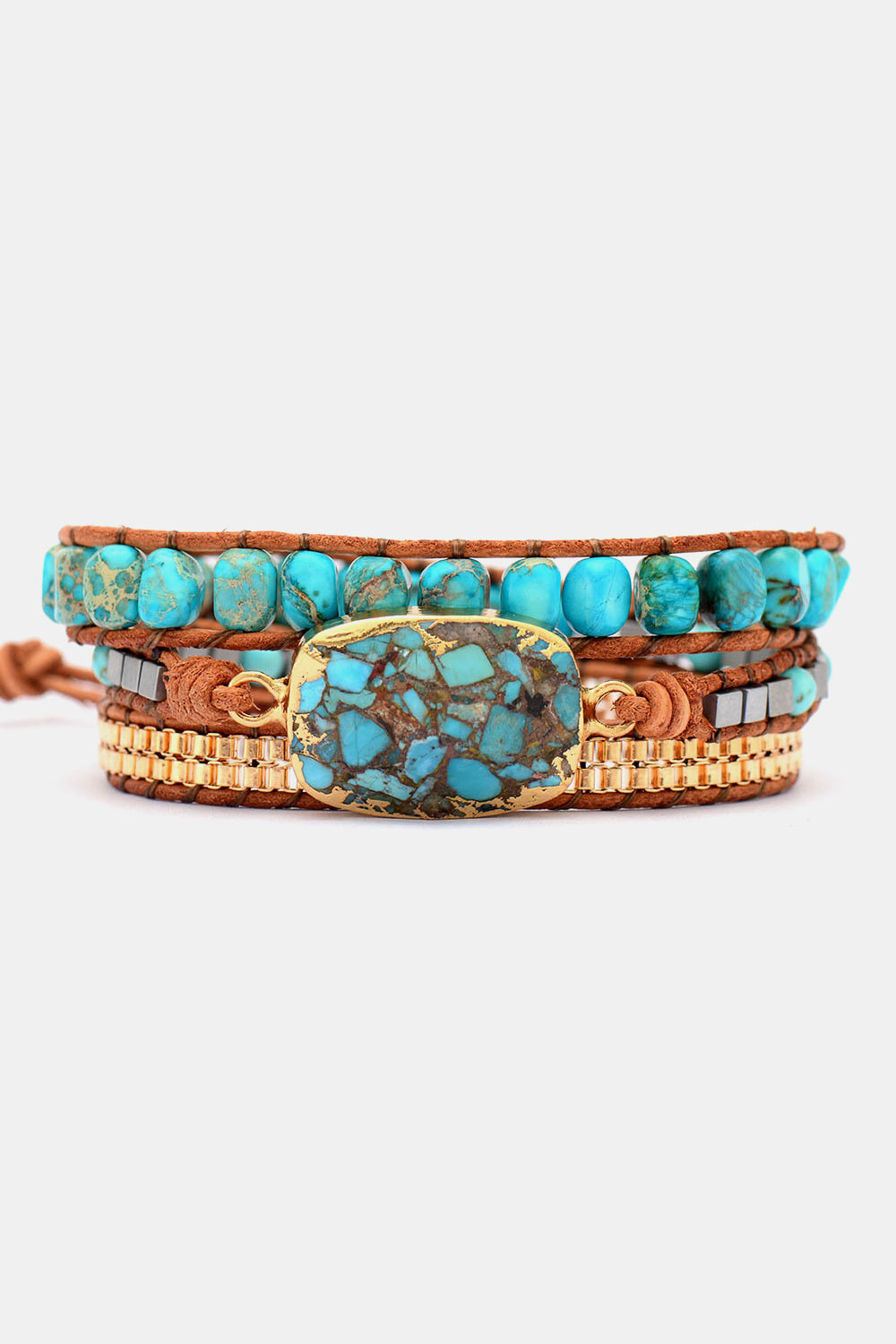 Blue Bead Bracelet with Copper Glow — product photo 2 | Organic Truth