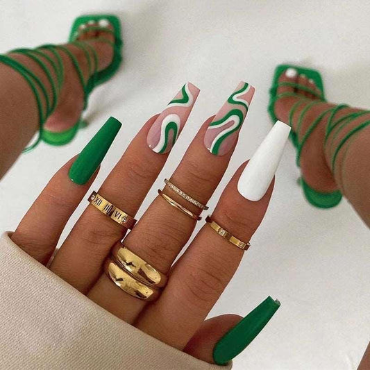 Green Designer Press On Nails — product photo 2 | Organic Truth
