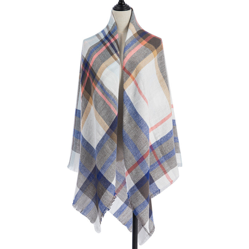 Plaid Square Blanket Scarf – 55 × 55 in – A6