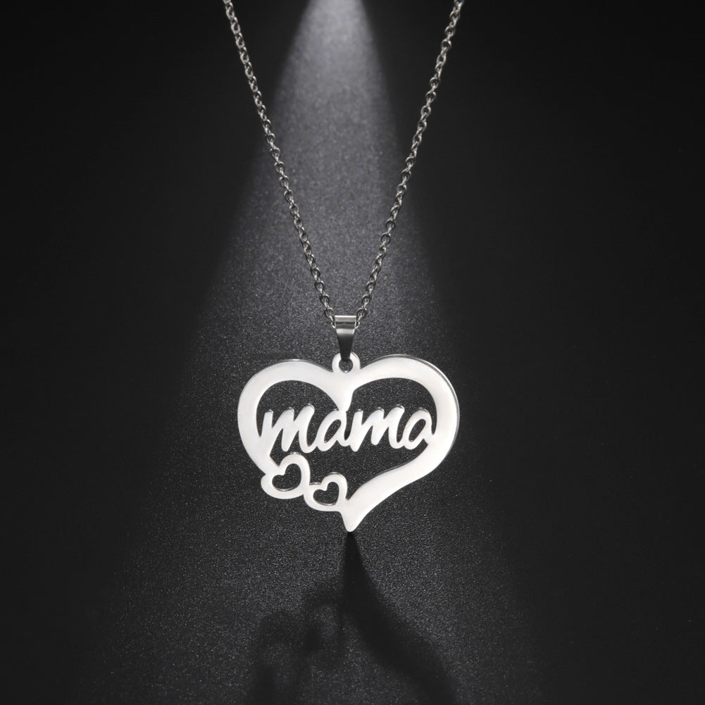 Hollow Heart Mama Necklace – Script Pendant – view 9
