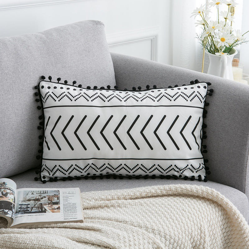 Boho Geometric Throw Pillow Cover with Tassels – view 2